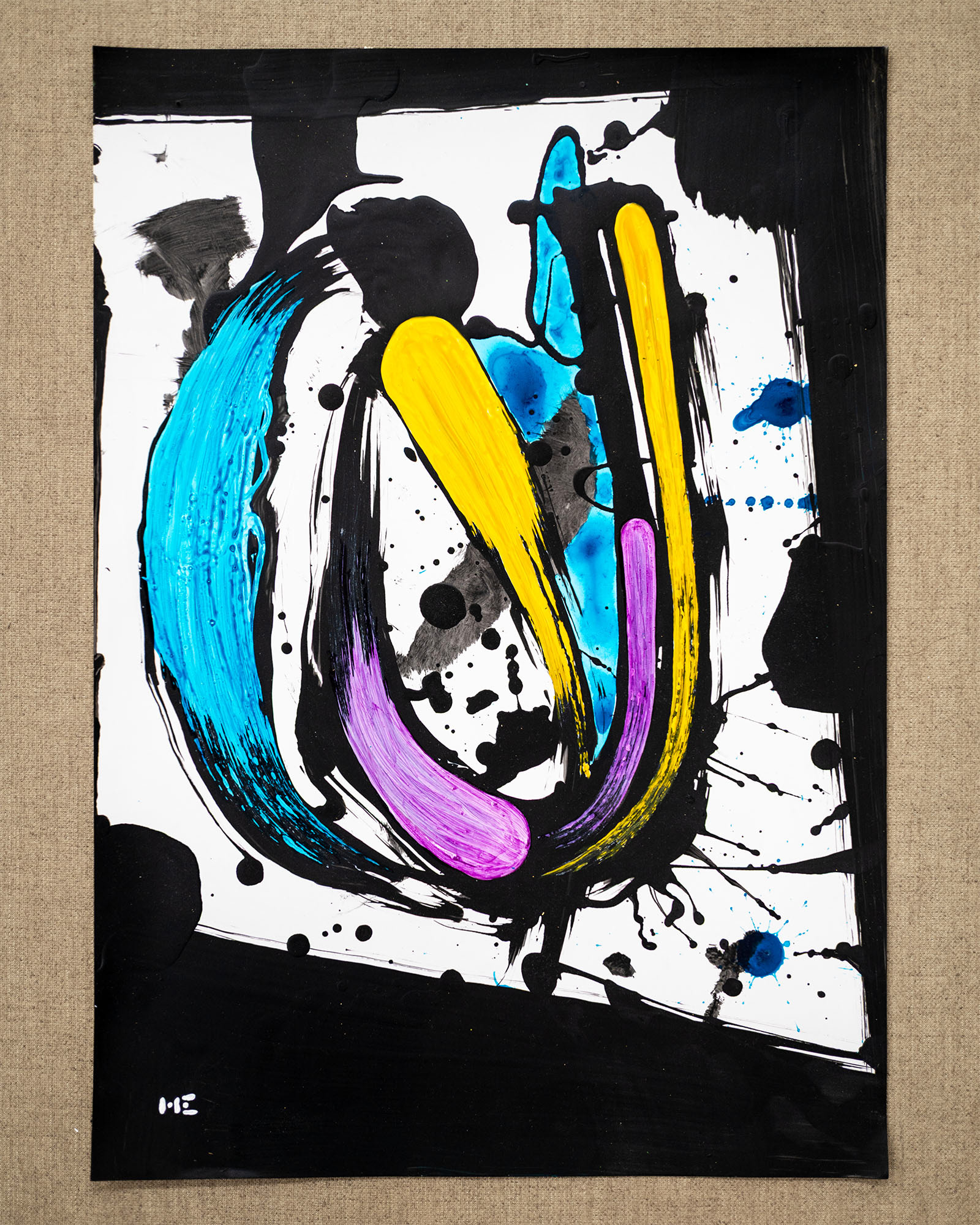 'Brushstrokes no.6' - Acrylics on stone paper, 41x30 cm