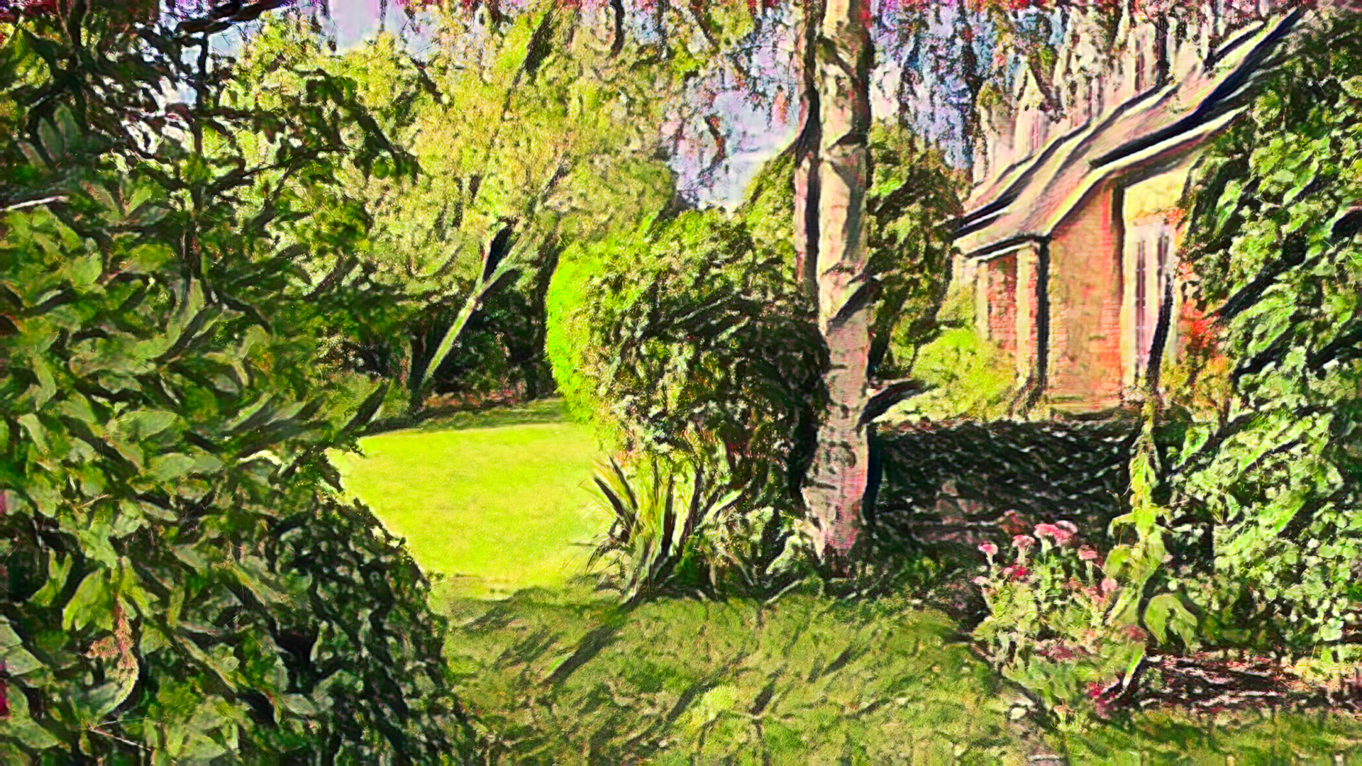Garden and house with art type filter