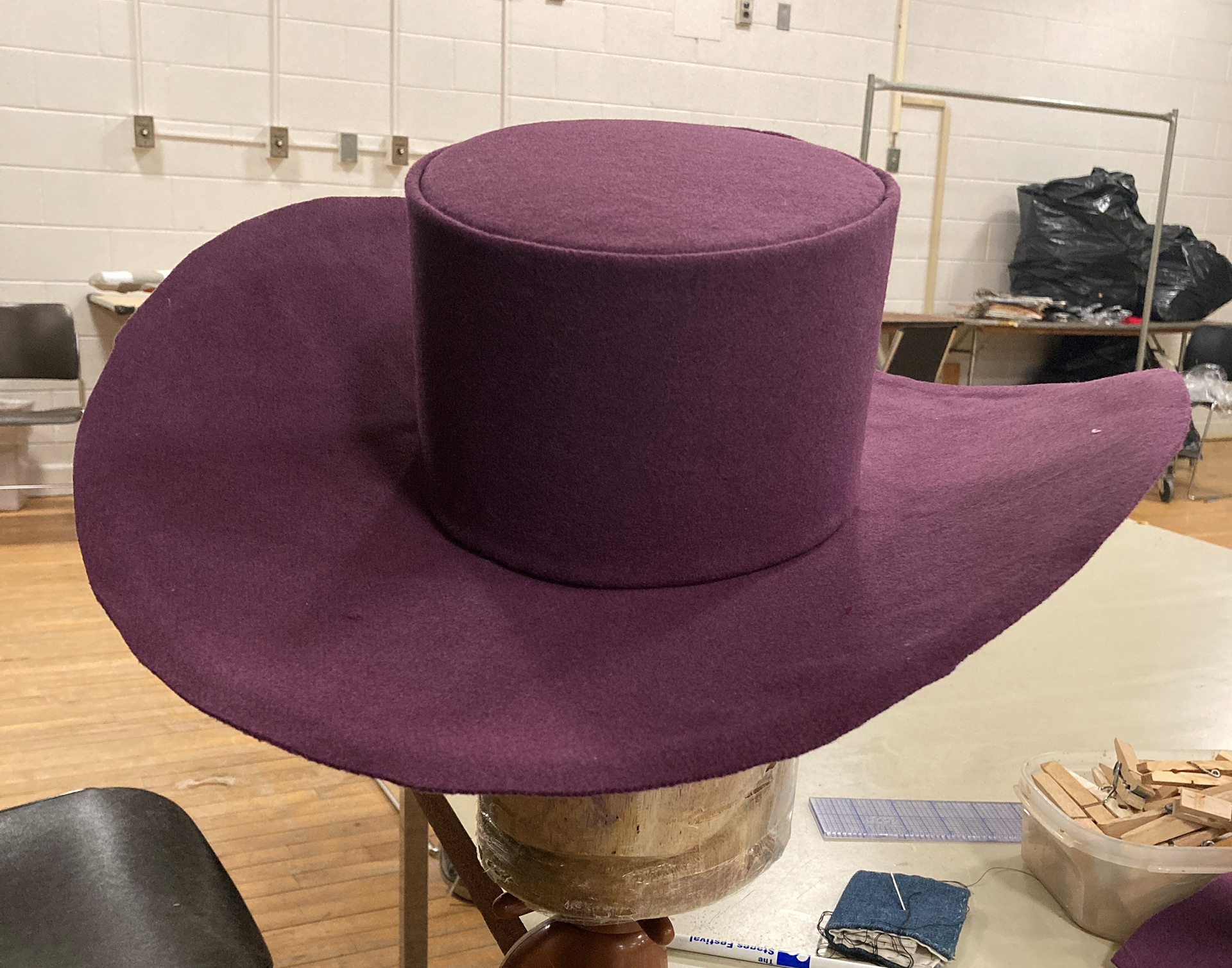 Test fitting of wool outer layer.