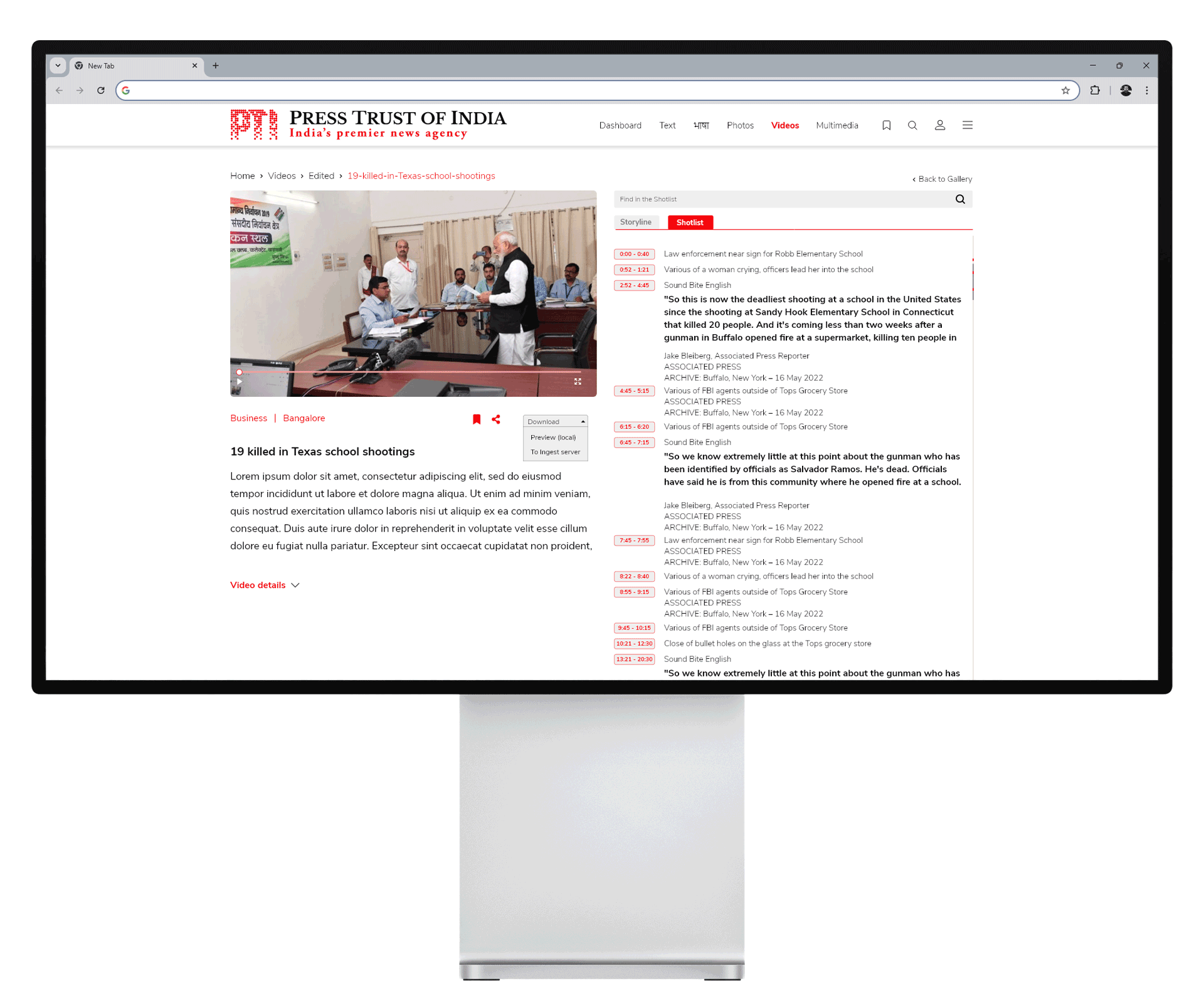 Transcript search feature