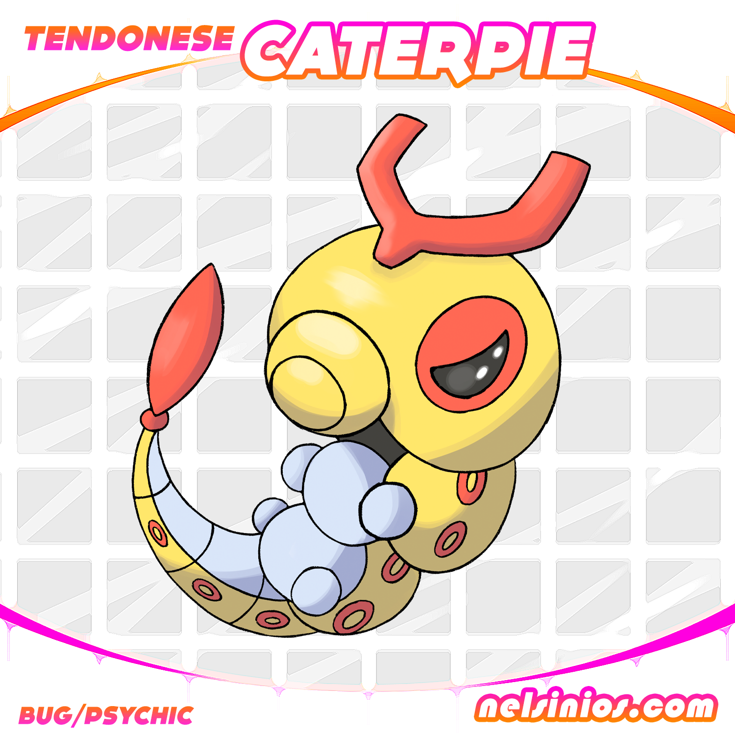 The Caterpie in the Tendo region have become a Bug and Psychic type, using their antenna to detect unique energy waves.