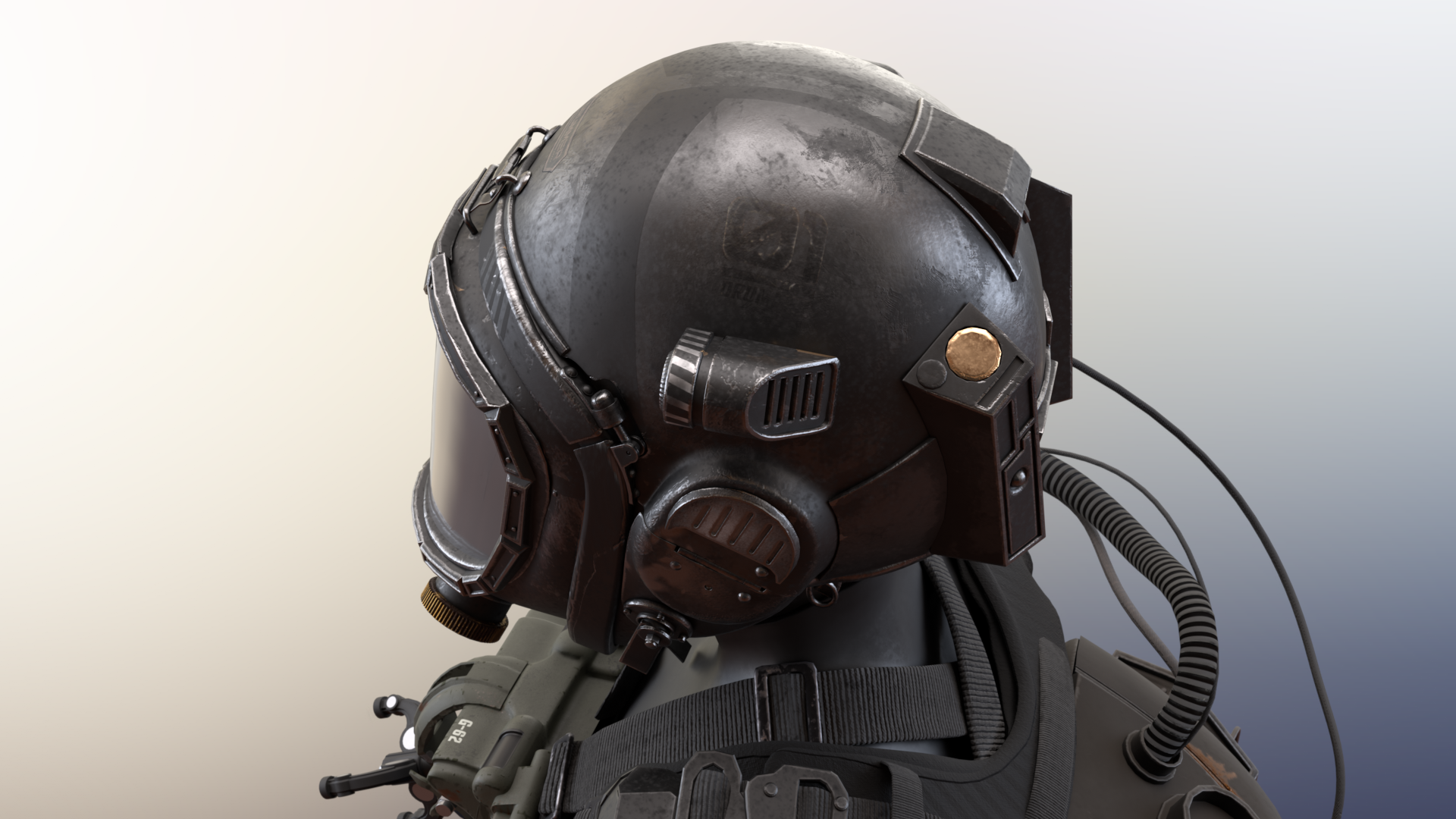 Helmet close up of texturing