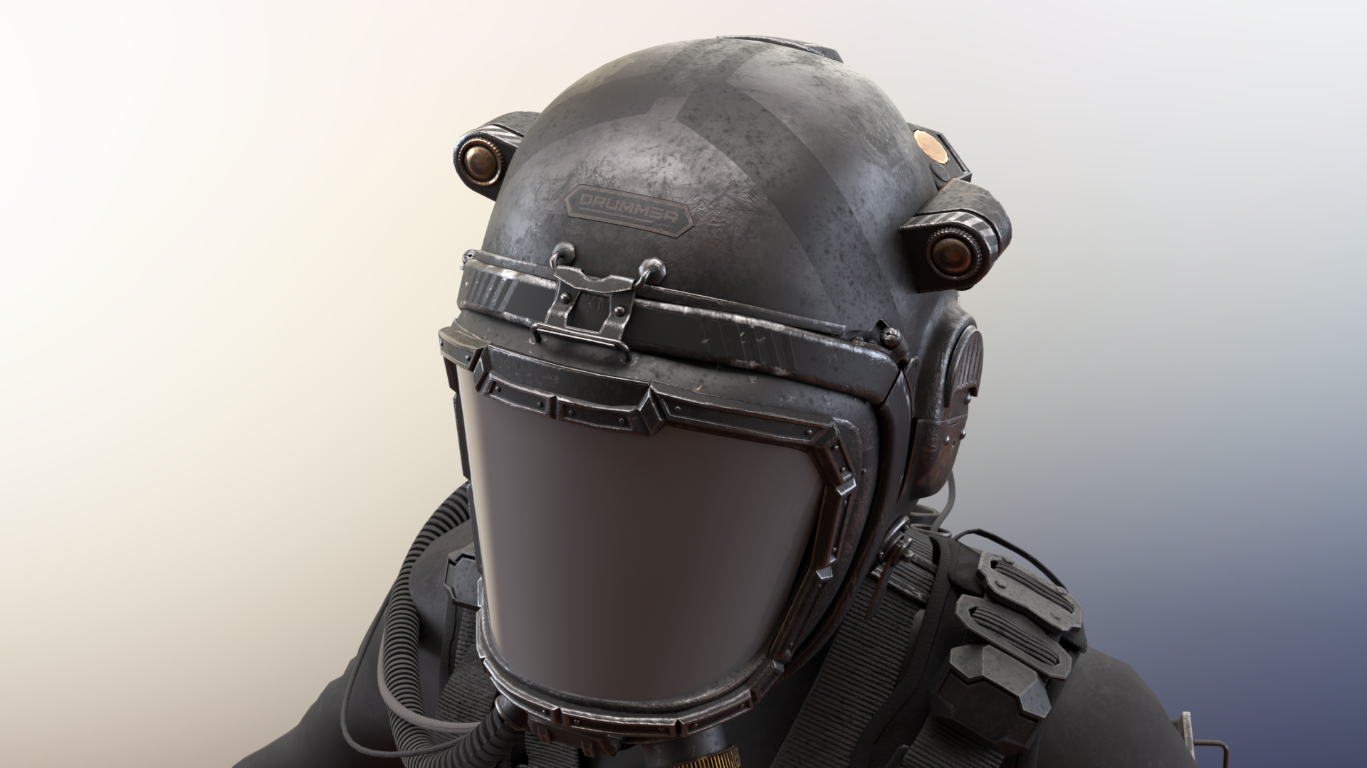 Helmet close up of texturing