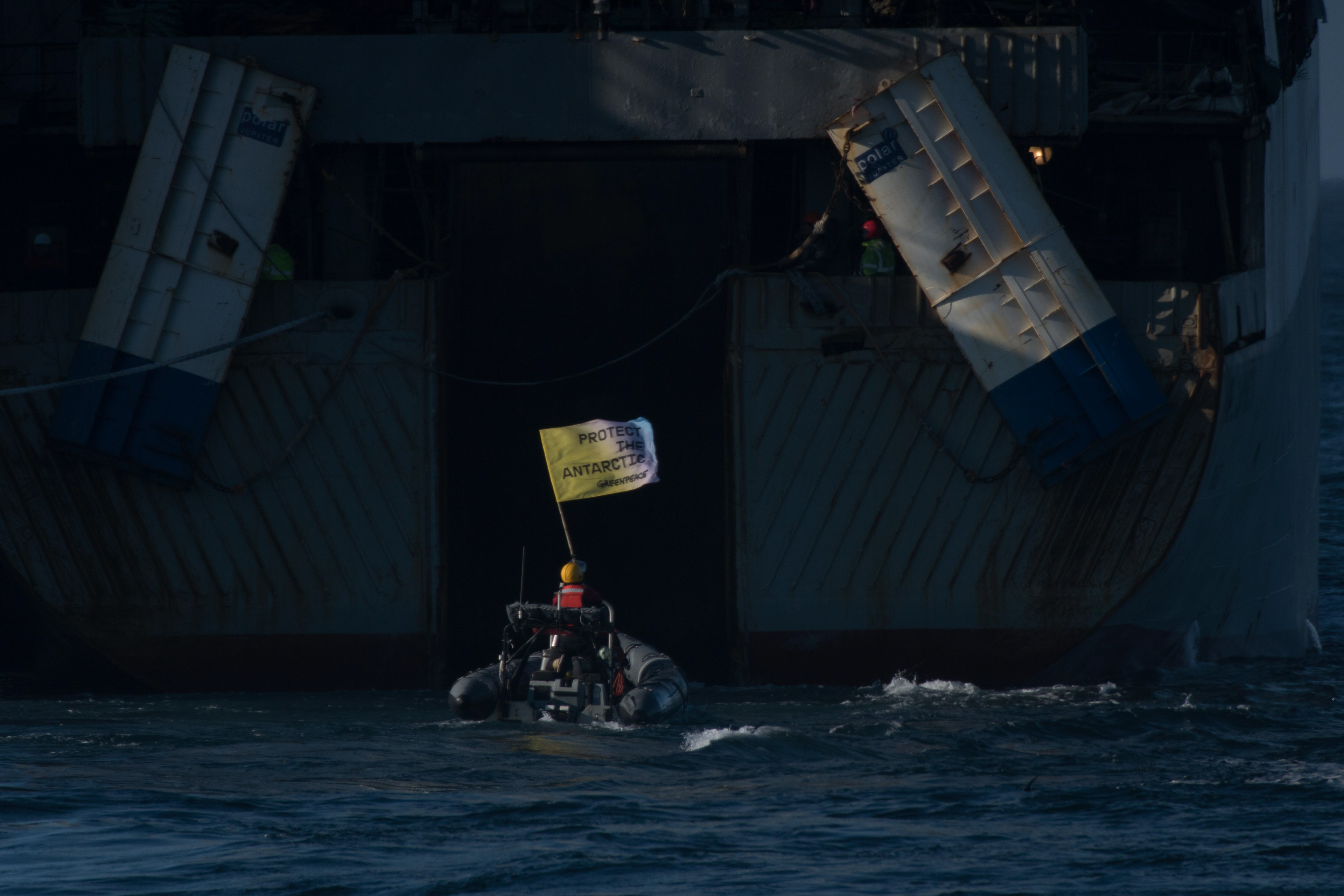 Greenpeace activists take action against fishing in the Antarctic