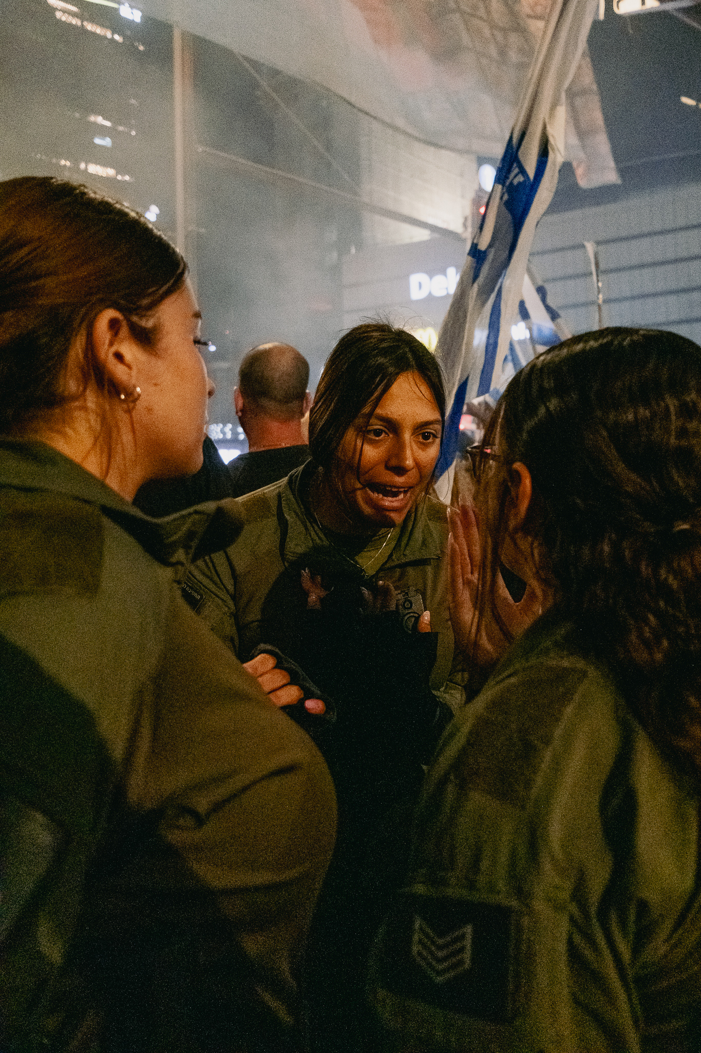 Two cops arguing during a protest for the release of hostages. Tel Aviv - 30 March 2024