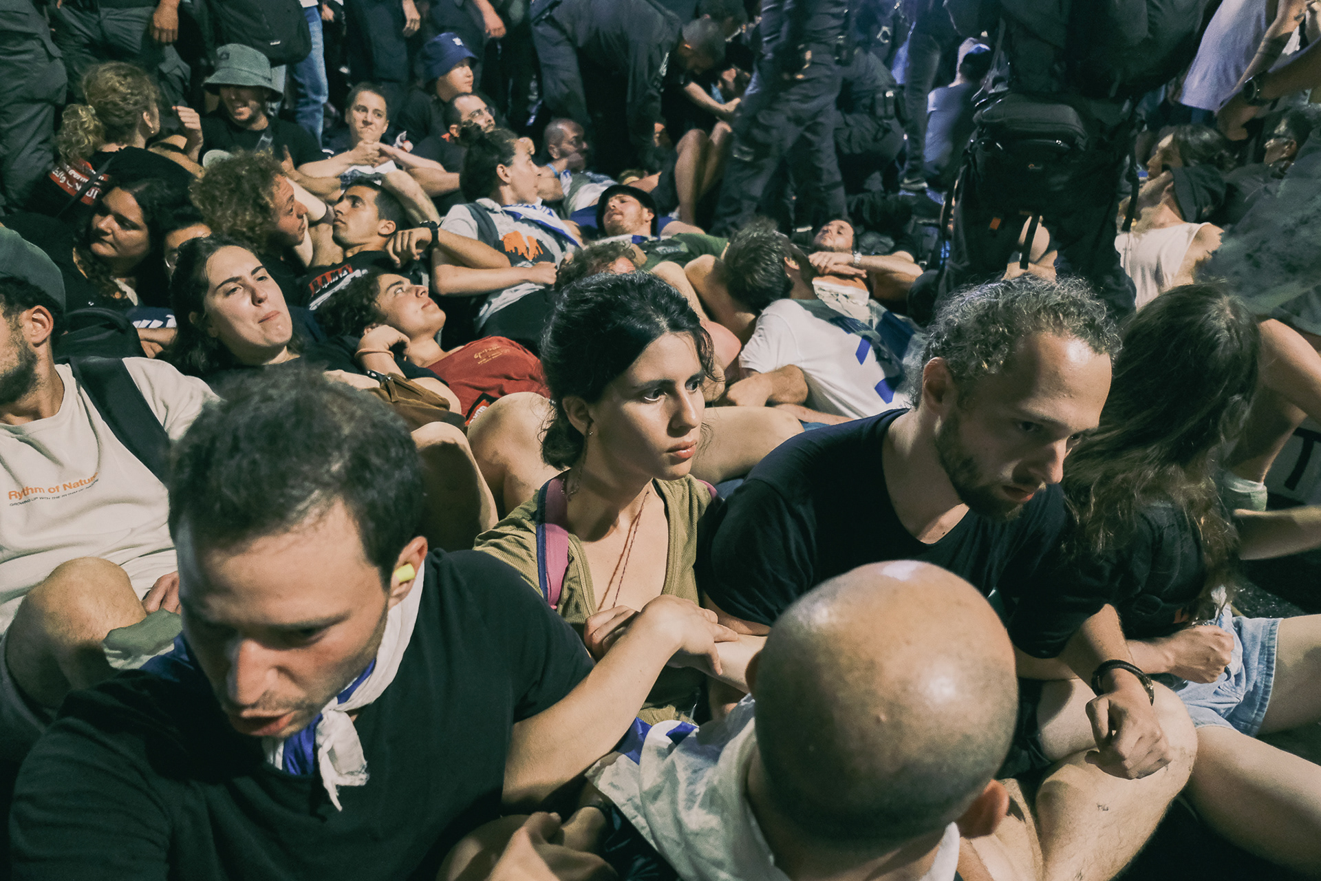 Protestors block the road next to the Supreme Court of Israel. Jerusalem - 24 July 2023