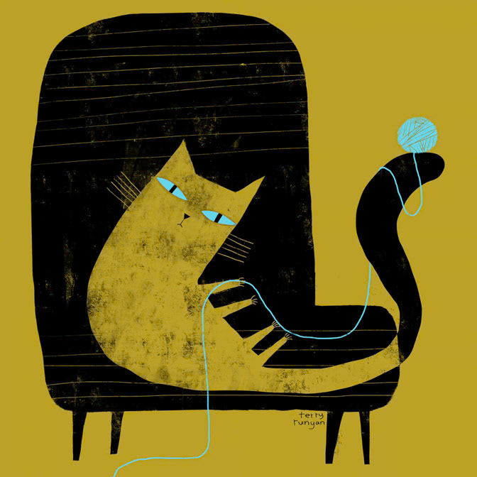 YELLOW CAT BLACK CHAIR _Cats _  Creatif