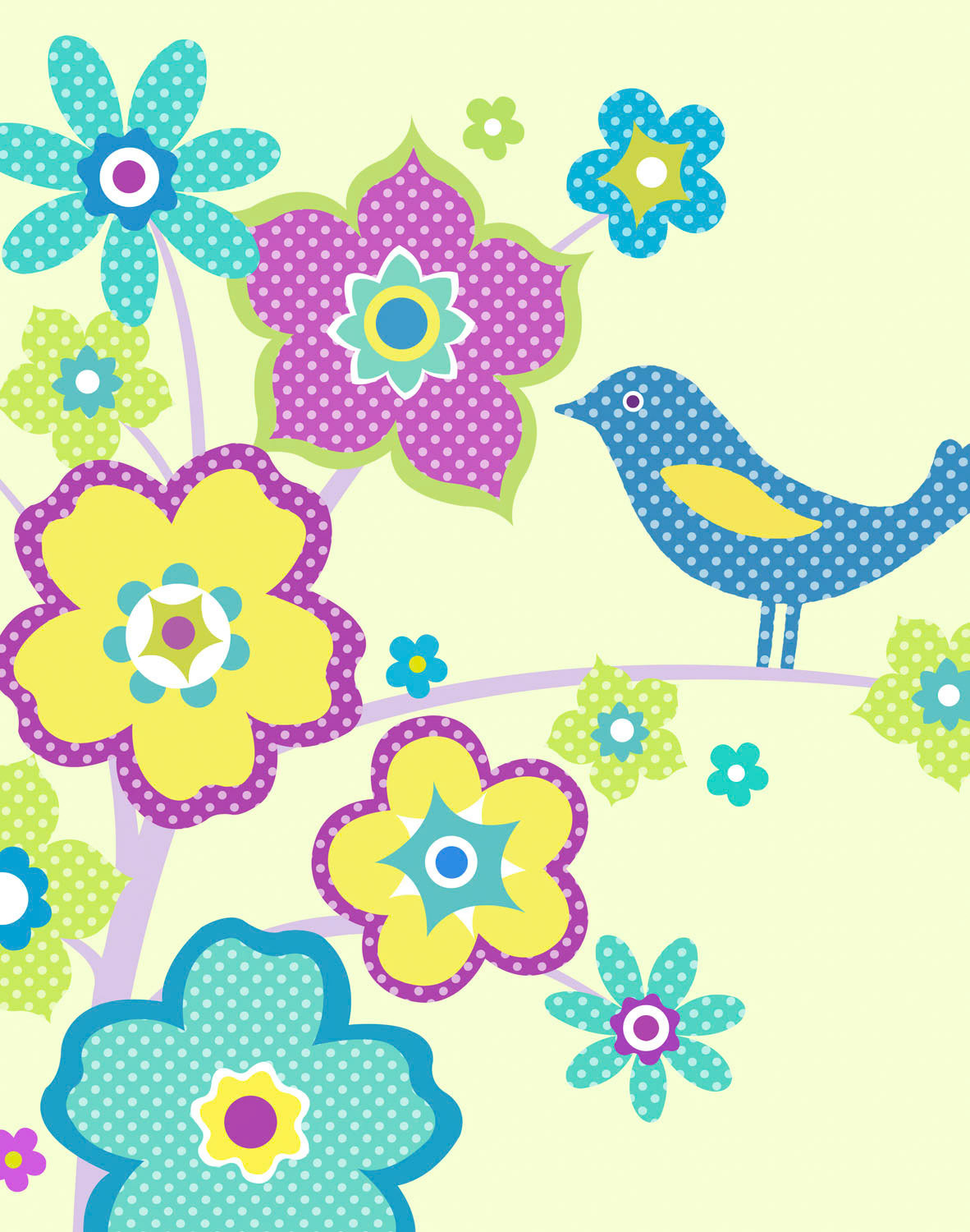 SH_Bird_844b-polkaDotFlowersWithBird ©Steve Haskamp - Creatif License