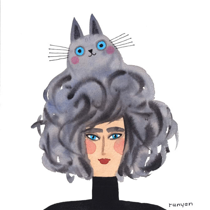 GRAY CAT HAT _Cat Hair _  Creatif