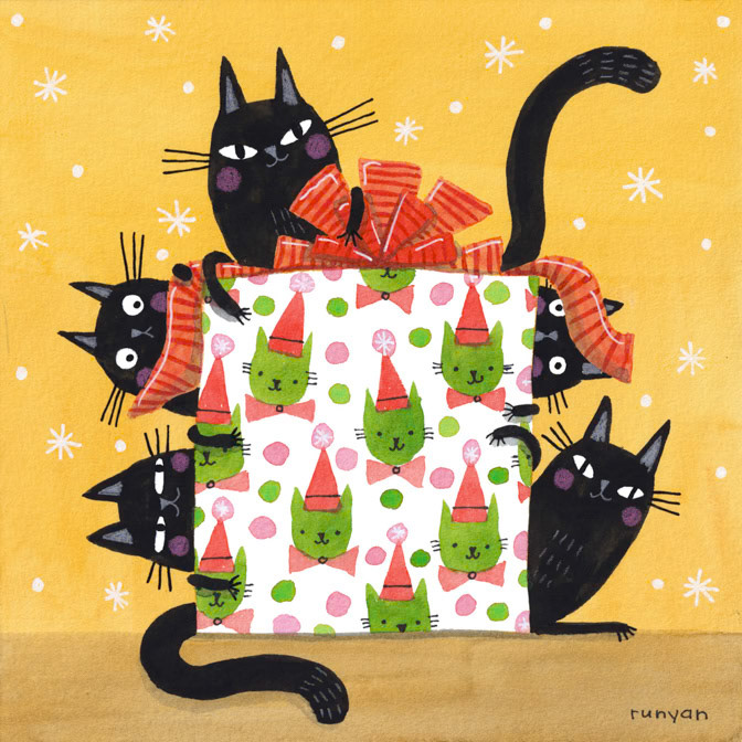 KITTY GIFT WRAP _Cat- christmas _  Creatif