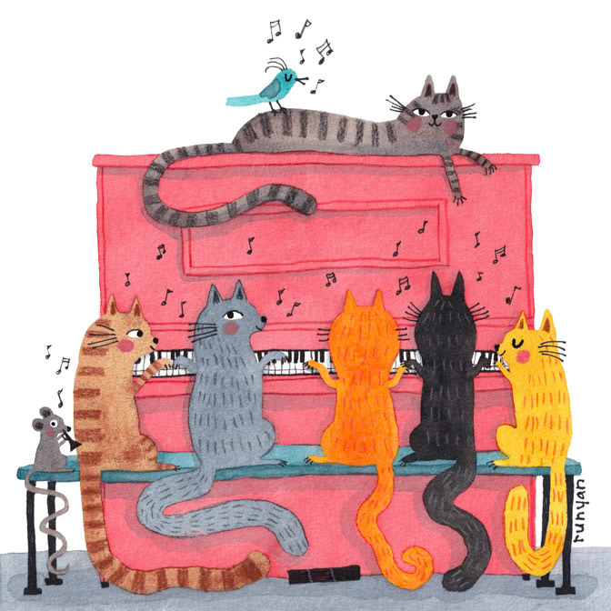 PINK PIANO clean _Cats- Music- Piano _  Creatif