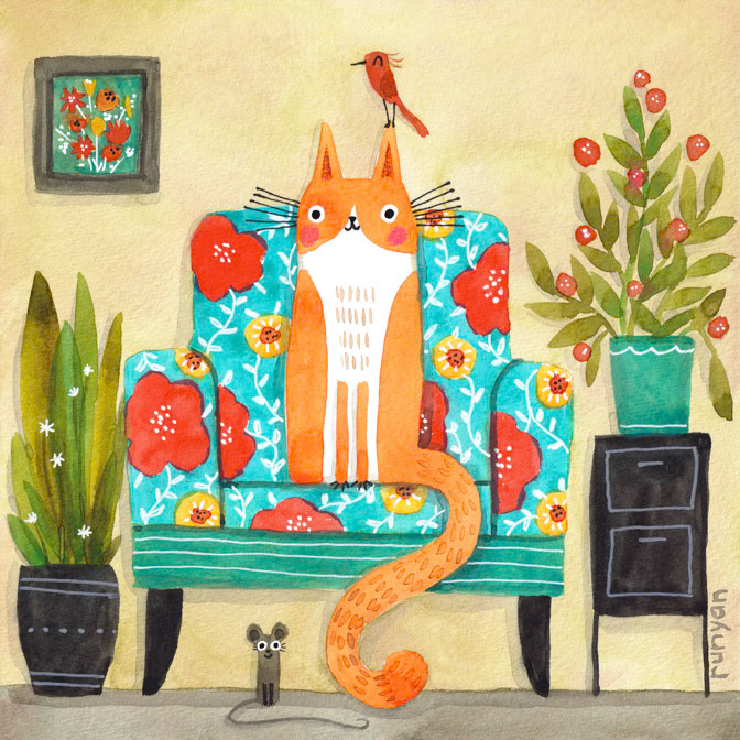 SITTING PRETTY 10x10 _Cats- cotebordeau postcards _  Creatif
