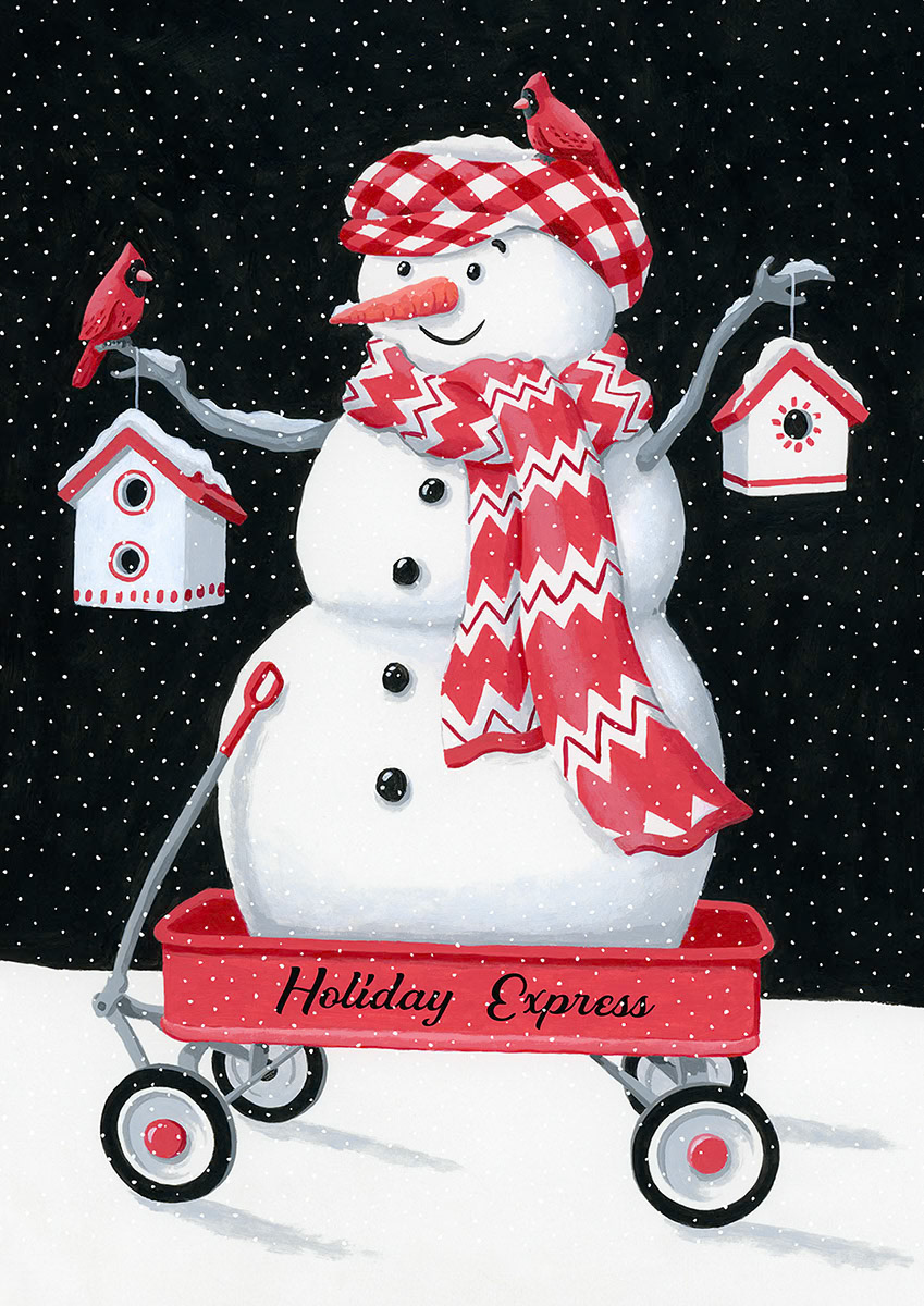 SH_Cmas_2474_Snowman in red wagon Vertical_Creatif ©Steve Haskamp - Creatif License