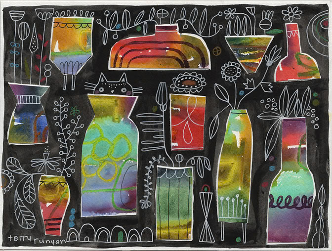 MIXED MEDIA FUN _Floral- vase _  Creatif ©Terry Runyan - Creatif License