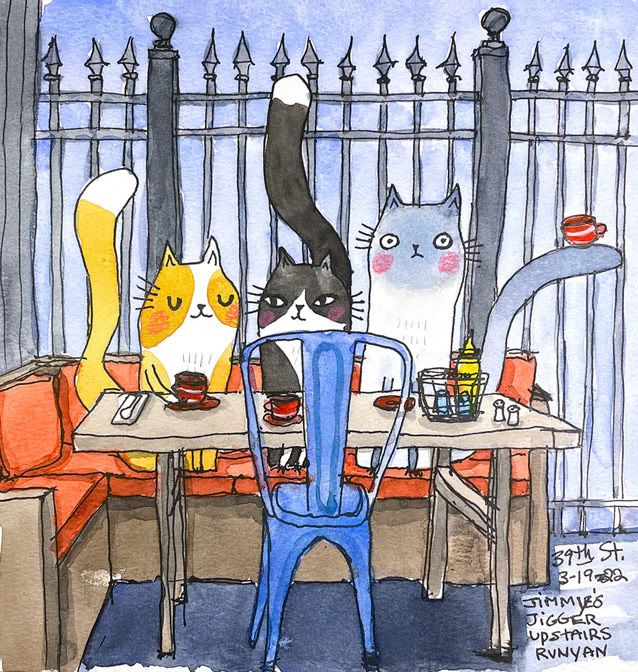 Rooftop Terrace Cuppa _Book- Cat- coffee _  Creatif