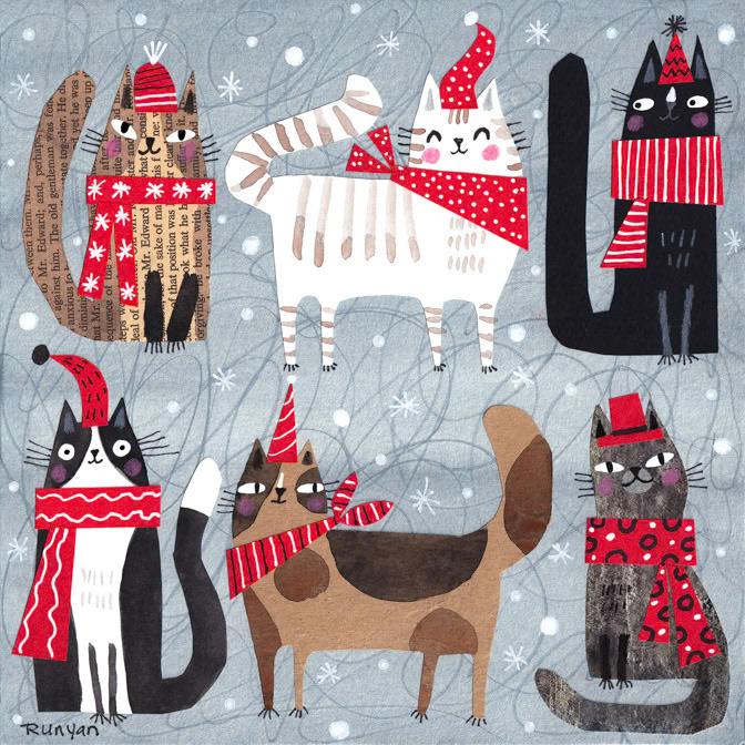 HOLIDAY COLLAGE CATS 8x8 _Cat- christmas _  Creatif ©Terry Runyan - Creatif License