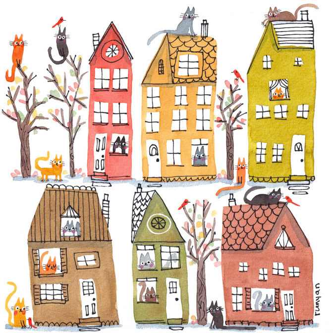 KITTY NEIGHBORS _Cats- House _  Creatif ©Terry Runyan - Creatif License