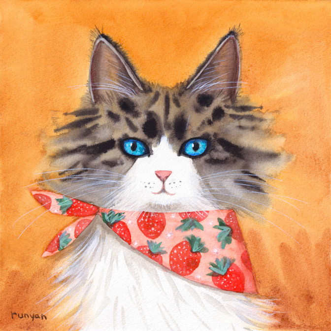 STRAWBERRY BANDANNA 10x10 _Cat- Masala _  Creatif