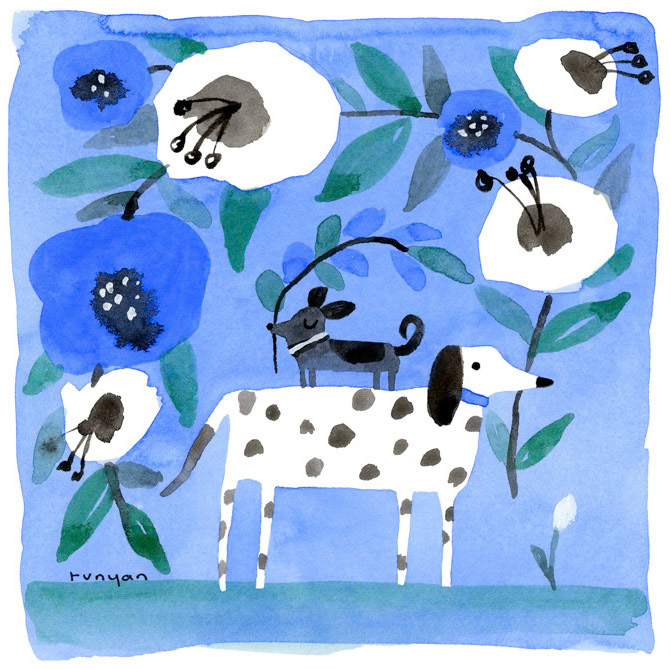 BLUE FLOWERS 12.25x12.25 _Calendar 2026- calendar club 2024- Dogs- Hires _  Creatif ©Terry Runyan - Creatif License