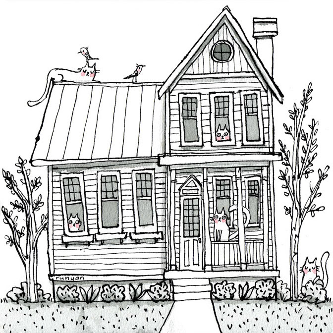 CAT HOUSE 2 - Terry Runyan - Creatif _Cat _  Creatif ©Terry Runyan - Creatif License
