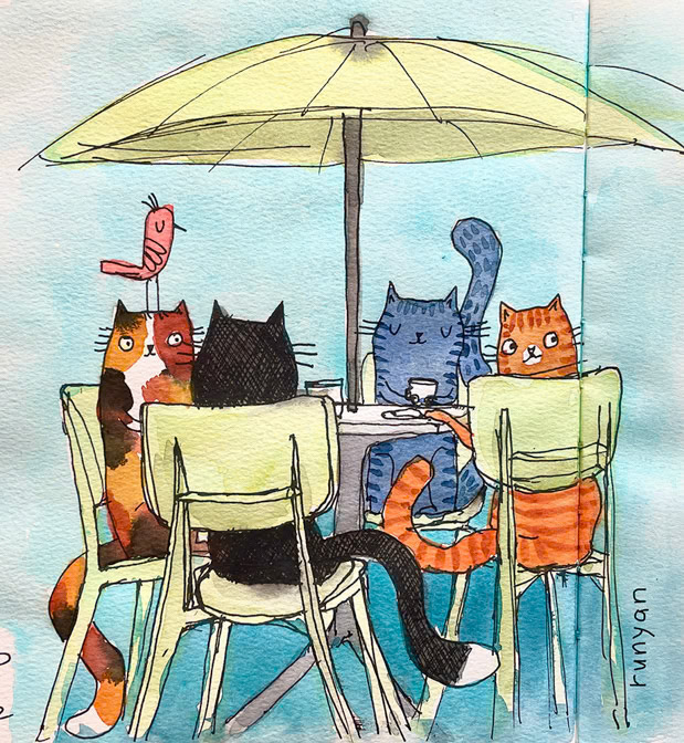Outdoor Coffee Meetup _Book- coffee house _  Creatif