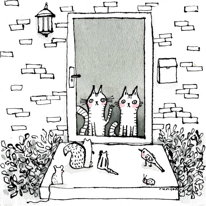 FRONT DOOR - Terry Runyan - Creatif _Cat- Squirrel _  Creatif ©Terry Runyan - Creatif License