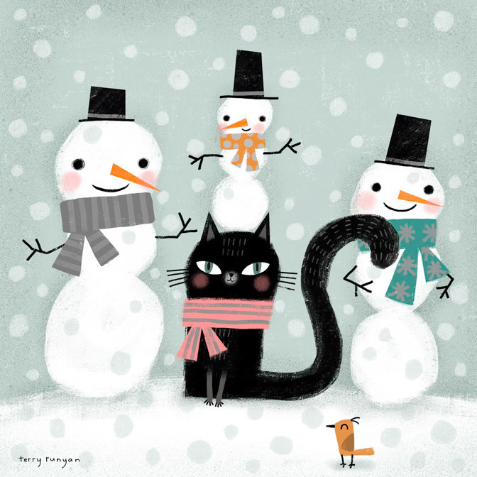 SNOW FREINDS _Cat- christmas- snowmen _  Creatif
