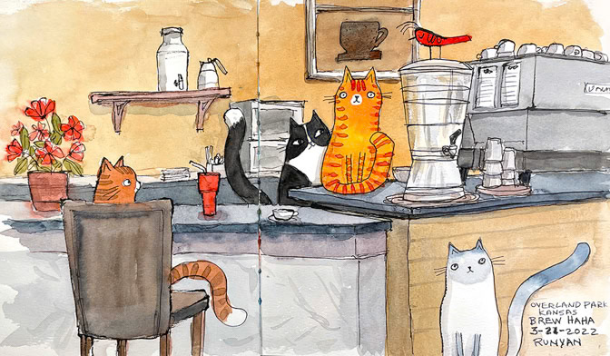 Brew Haha Cats _Book- coffee house _  Creatif