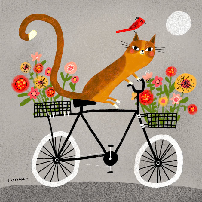 SPRING RIDERS 15x15. _Bike- Bird- Cats- Floral _  Creatif