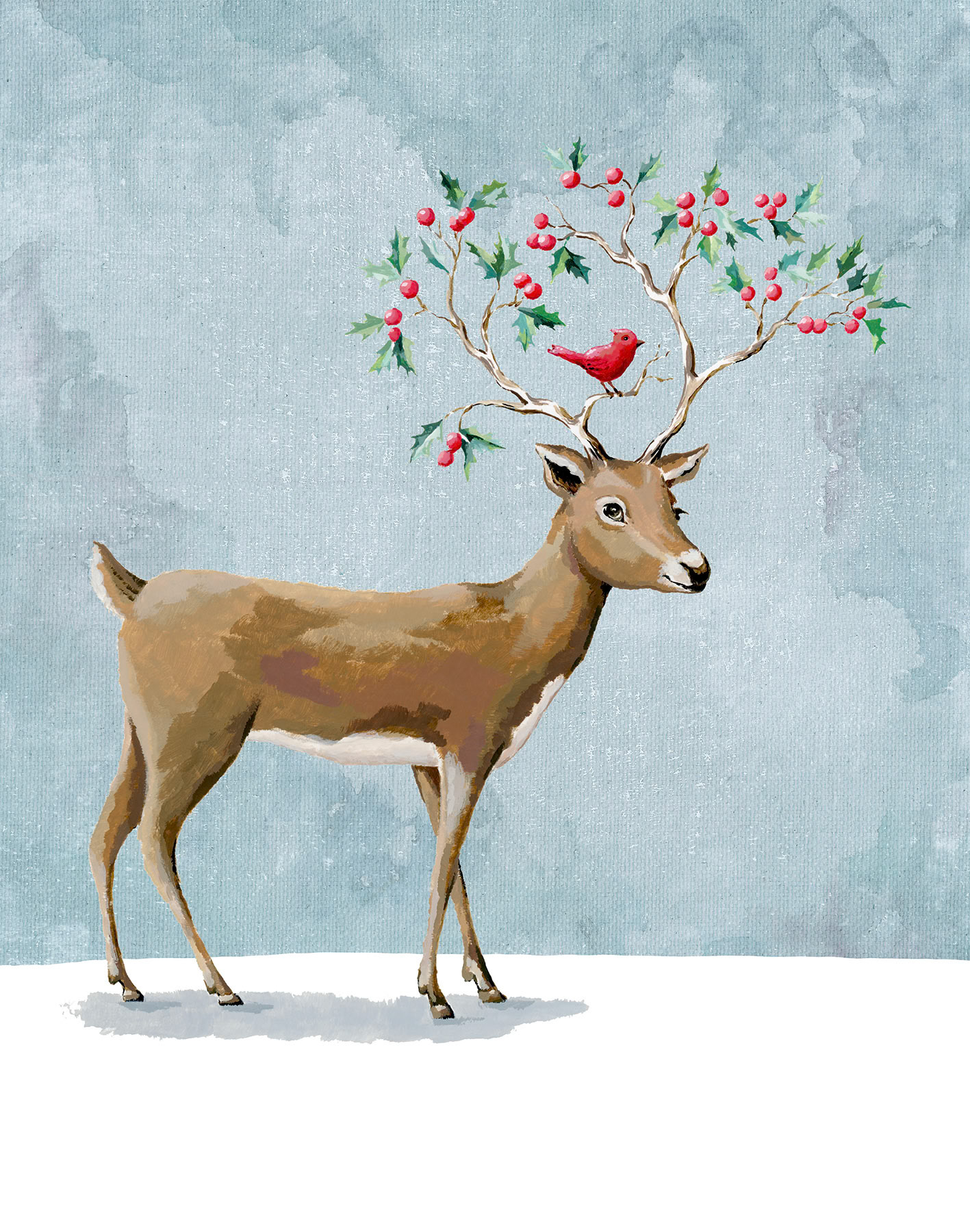 SH_Cmas_2334b_Peaceful Deer with Holly Antlers_Creatif ©Steve Haskamp - Creatif License
