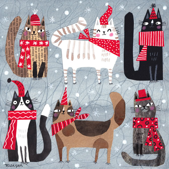 HOLIDAY COLLAGE CATS 8x8 _Cat- christmas _  Creatif