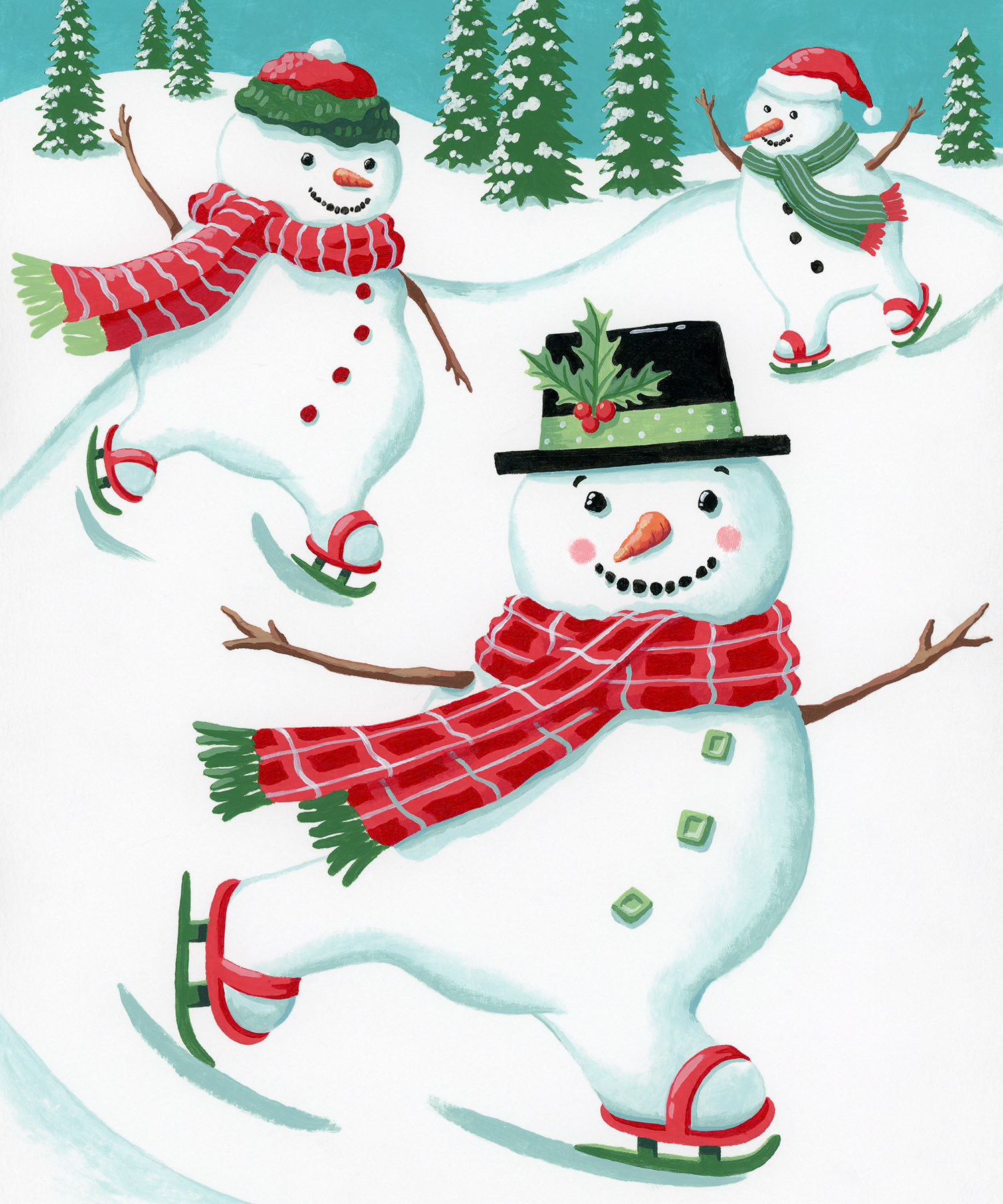 SH_Cmas_2469_Skating Snowmen 10x12_Creatif ©Steve Haskamp - Creatif License