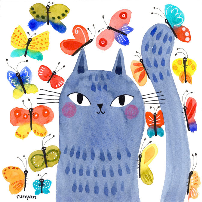 BUTTERFLY CAT _Butterflies- Cat _  Creatif ©Terry Runyan - Creatif License