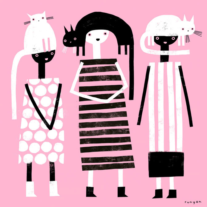 PINK BLACK - WHITE _Cat- People _  Creatif