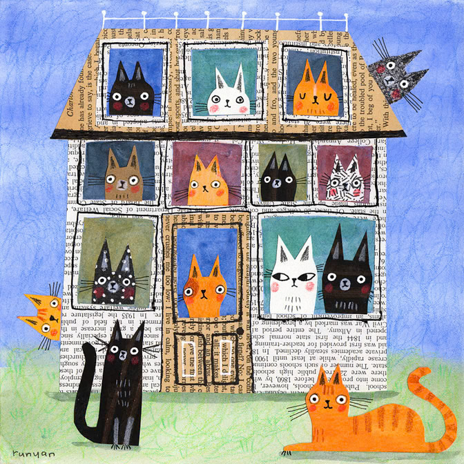 PAPER CAT HOUSE - Terry Runyan - Creatif _Cat _  Creatif ©Terry Runyan - Creatif License