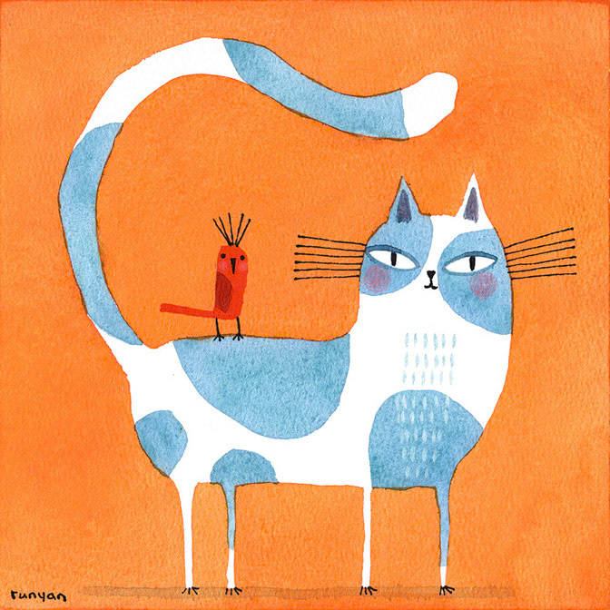 CAT ON ORANGE - Terry Runyan - Creatif _Cat _  Creatif