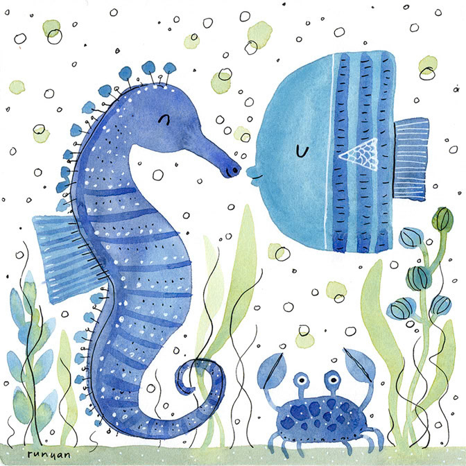 SEAHORSE AND FRIENDS - Terry Runyan - Creatif _Nautical _  Creatif ©Terry Runyan - Creatif License