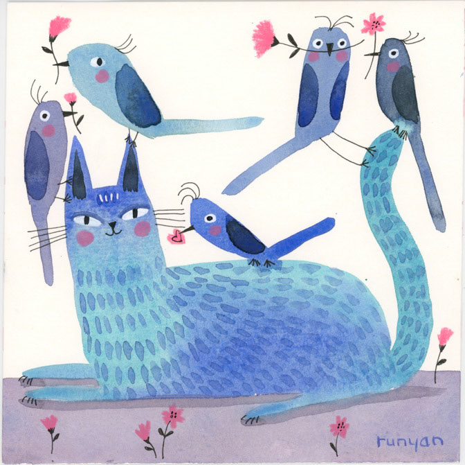 BLUE BUDDIES _Birds- Cats _  Creatif