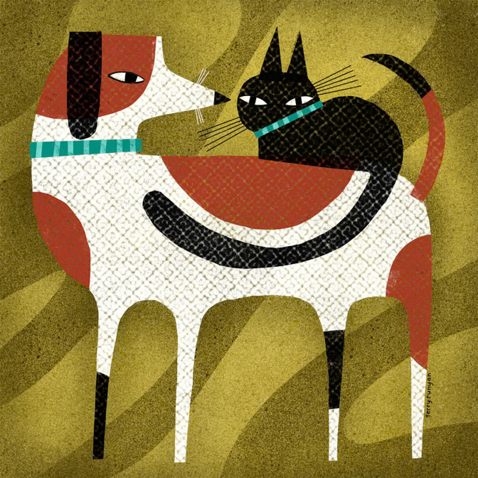 CAT ON BACK _Cat- Dog- Maggie _  Creatif