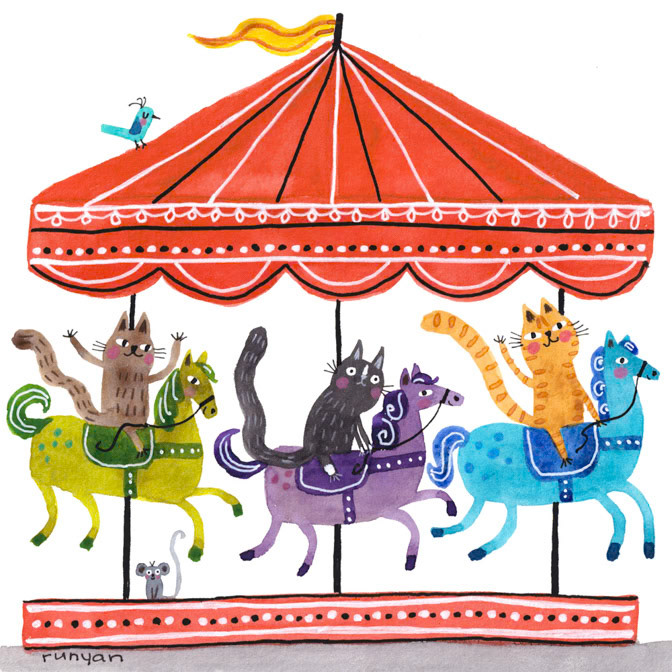 CAROUSEL KITTIES _Carousel- Cat- kittys- Merry go round _  Creatif