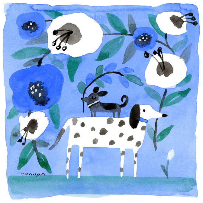 BLUE FLOWERS 12.25x12.25 _Calendar 2026- calendar club 2024- Dogs- Hires _  Creatif ©Terry Runyan - Creatif License