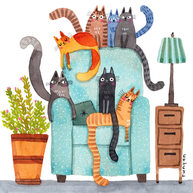 THE CHAIR 10x10 _Cardiau- Cats- Duo Gift- Maggie request _  Creatif