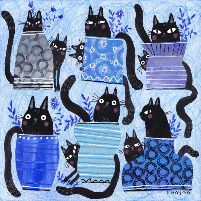 BLUE and BLACK _Cats _  Creatif