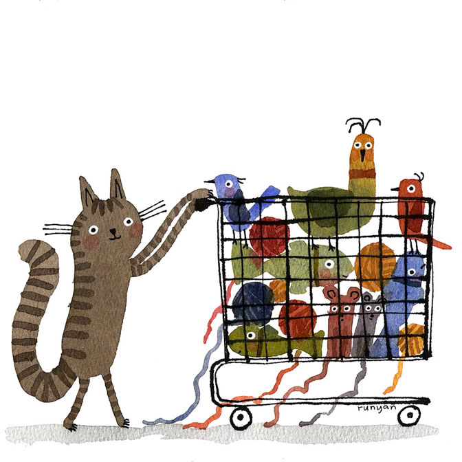 SHOPPING SPREE - Terry Runyan - Creatif _Birds- Cat- Fish- Mice _  Creatif