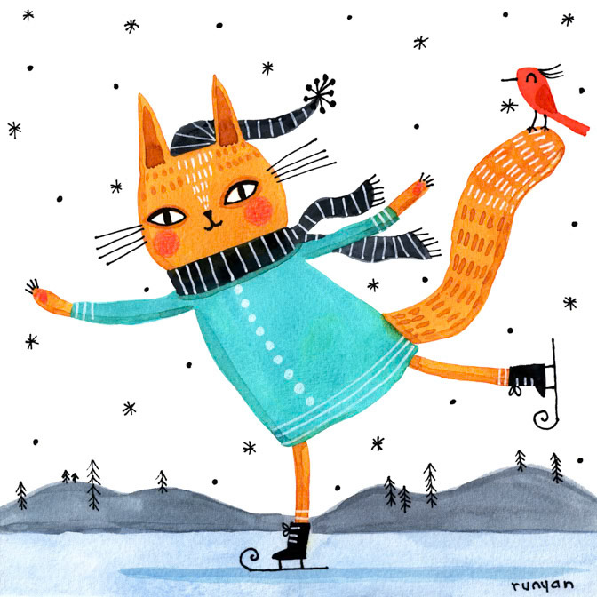 PARTNERS SKATING _Cat- skating- Winter _  Creatif