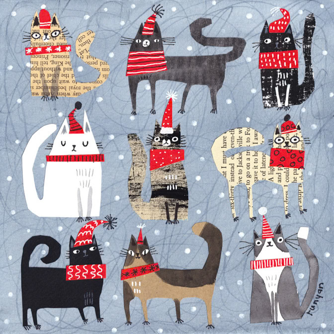 PAPER SANTA CATS _christmas _  Creatif