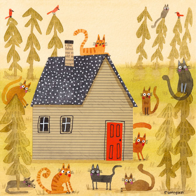 CABIN CATS 15x15 _Andrews Mcmeel 2025 cal- artneedlepoint- Cat _  Creatif