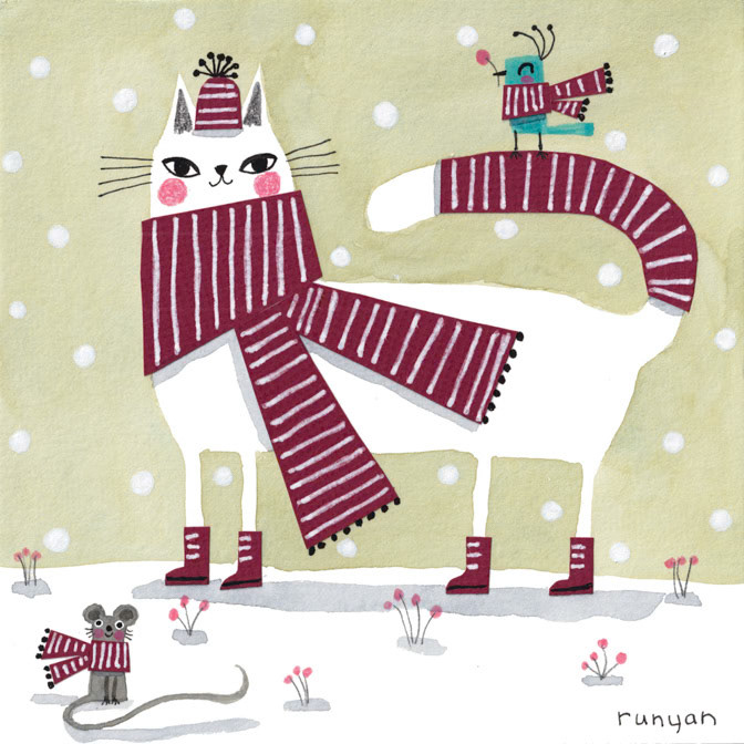 BUNDLING UP _Bird- Cat- christmas _  Creatif