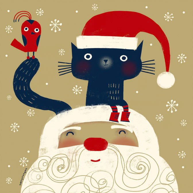 SANTA CAT ON HEAD 8x8- Creatif _Cat- christmas- Prima Design USA request 2511 _  Creatif