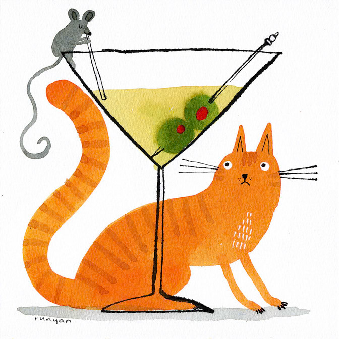 MARTINI HOG - Terry Runyan - Creatif _Calendar Club Card- Cat- Larkwood Card- Martini _  Creatif